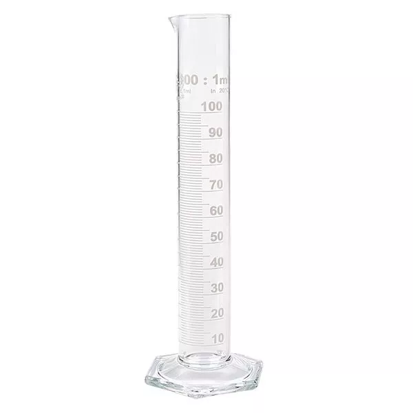 100ml mätcylinder HF tillverkad av glas, vit skala