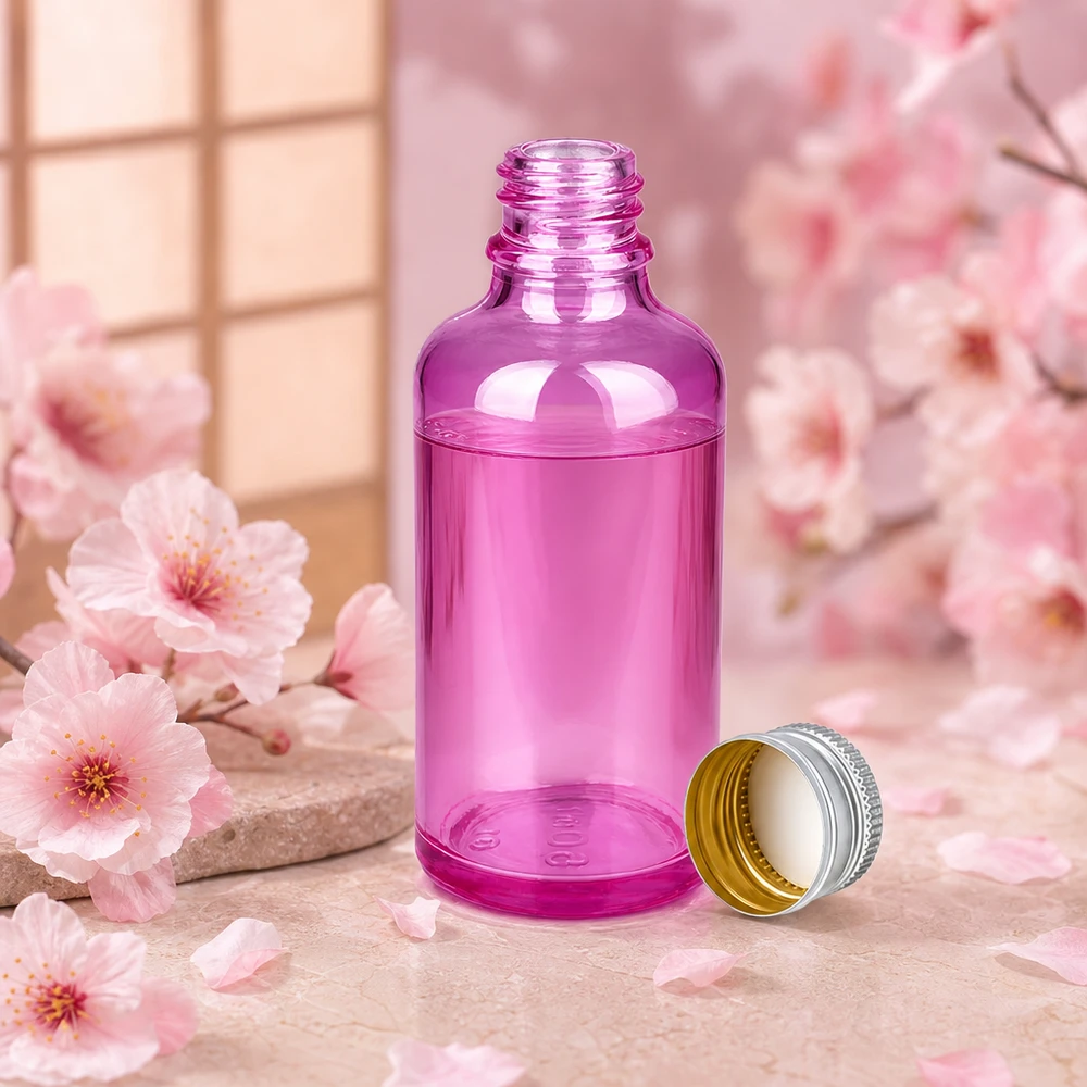 50ml flaska 11mm skruvkork aluminium-silver standard PurpleLine.UT18/50 Elegant 50 ml flaska i violett glas med aluminium-silverlock för högkvalitativ kosmetika