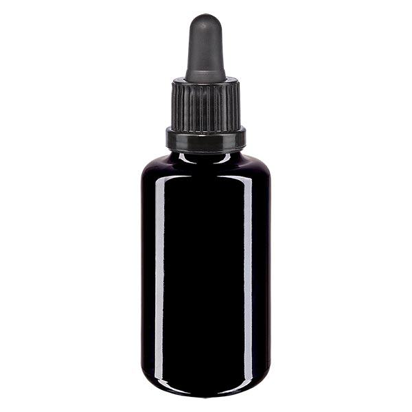 Apoteksflaska violett 30 ml pipett svart tamper-evident förslutning Apoteksflaska violett 30 ml pipett svart tamper-evident förslutning