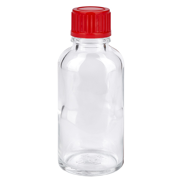 30ml flaska 11mm skruvkork röd standard ClearLine UT18/30