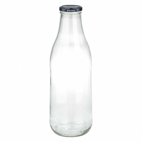 1000 ml glasflaska + BioSeal-lock svart UNiTWIST