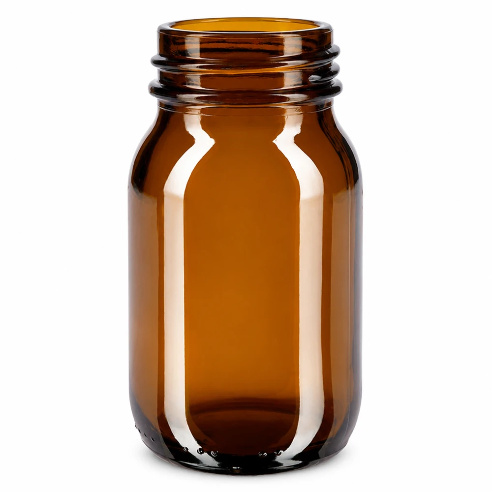 100ml bärnstensglasflaska med bred hals 100 ml bredhalsad flaska av bärnstensfärgat glas för kosmetika och läkemedel