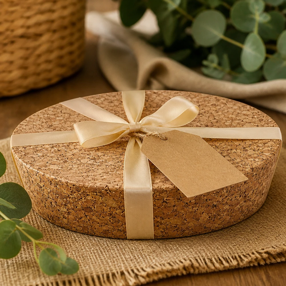 Kork för öppning 75mm WECK RR80 (ø72/82, H=20mm) WECK RR80 korkpropp naturkork presentförpackning med gyllene band hänge hållbar förpackning gåva