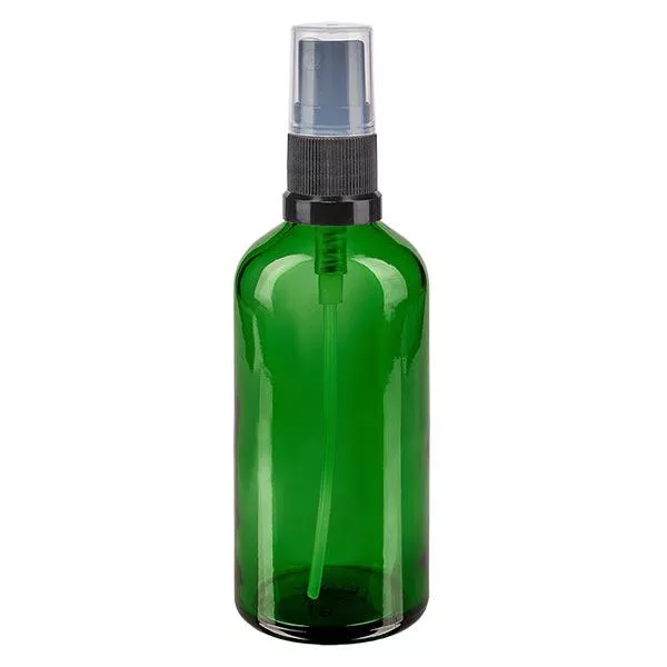 Apoteksflaska grön 100ml spraytopp svart Apoteksflaska grön 100ml spraytopp svart