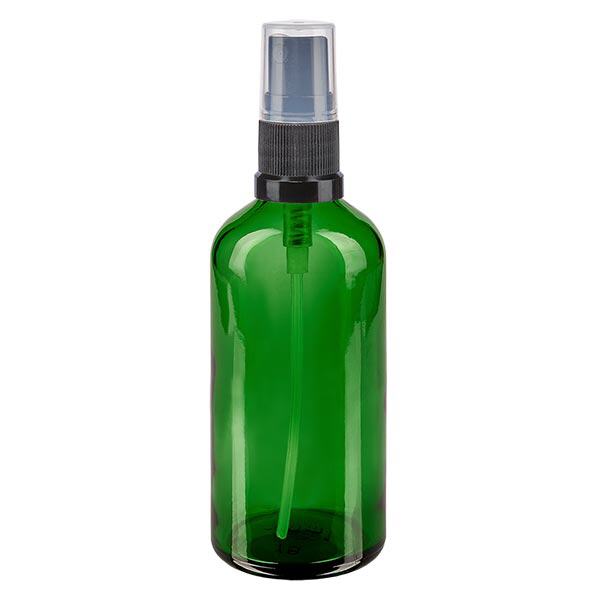 Apoteksflaska grön 100ml spraytopp svart Apoteksflaska grön 100ml spraytopp svart