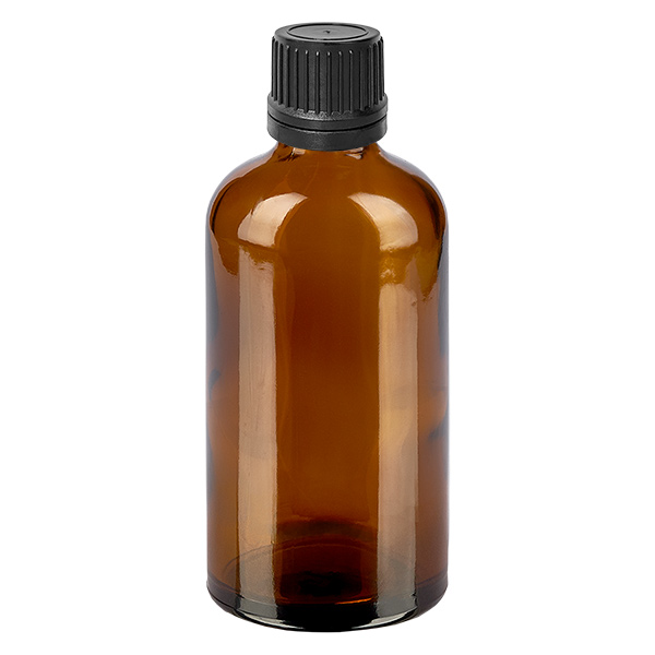 100ml Droppflaska 1mm svart förslutning BrownLine UT18/100