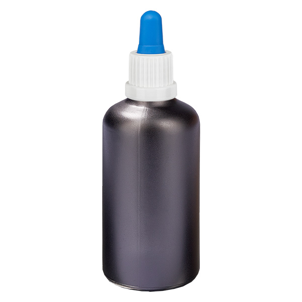 100ml pipettflaska vit/blå med manipulationsskyddat lock BlackL. UT18/100 100ml pipettflaska vit/blå med manipulationsskyddat lock BlackL. UT18/100