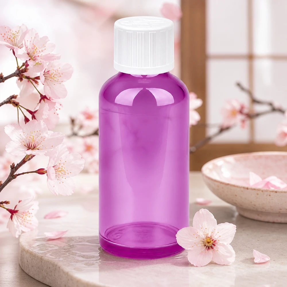 50 ml flaska 11mm skruvkork vit standard barnsäker PurpleLine UT18/50 50 ml violett flaska med 11 mm halsöppning och säkert lock för hälsoprodukter
