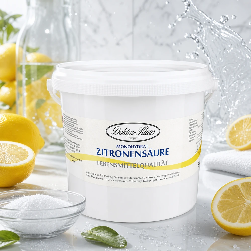 Citronsyra 5kg Doktor-Klaus Doktor-Klaus citronsyra 5kg med citrondekoration visar naturligt ursprung för rengöring av hushåll
