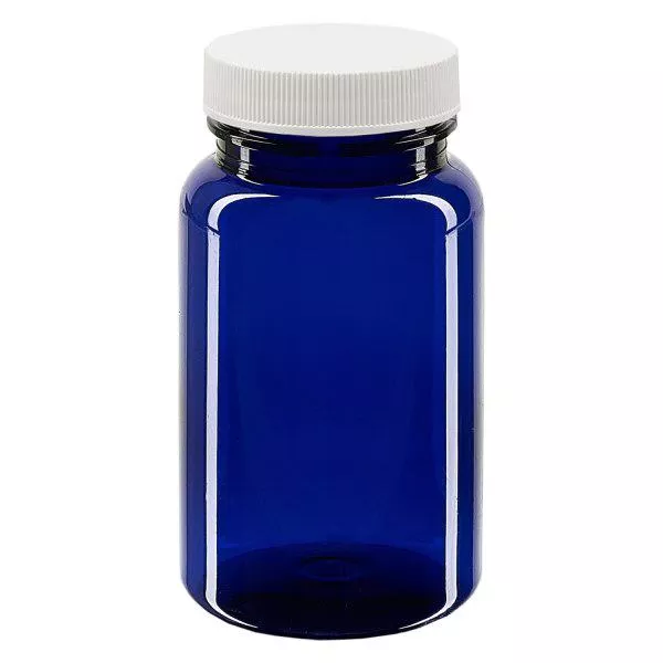 Petpacker 100ml koboltblå öppning 38mm inkl. lock Petpacker 100ml koboltblå öppning 38mm inkl. lock
