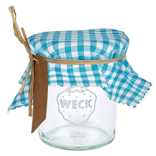 Smyckesunderlägg i tyg turkosrutig 12cm kvadrat