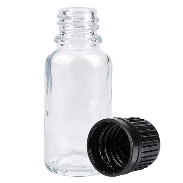 20ml flaska 11mm skruvkork svart säkerhetslock ClearLine UT18/20 20ml flaska 11mm skruvkork svart säkerhetslock ClearLine UT18/20