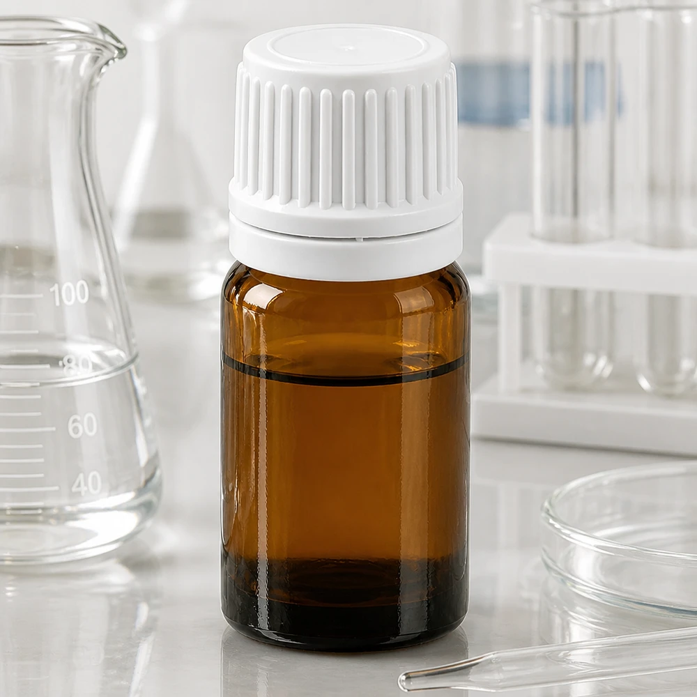 5 ml BrownLine droppflaska med vitt OV-lock för laboratorie- och läkemedelsbruk