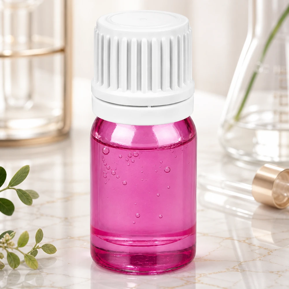 5ml droppflaska 0,7mm vit Originality skruvkork PurpleLine UT18/5 Liten 5 ml glasflaska med exakt dropplock i elegant lila för skönhetsapplikationer