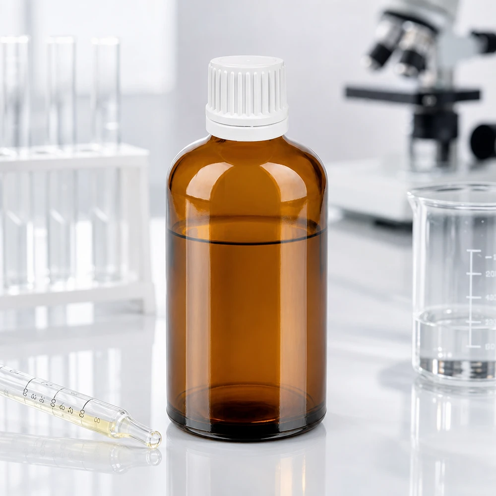 100ml Droppflaska 0.7mm vit med säkerhetsförslutning BrownLine UT18/100 Exakt 0,7 mm droppflaska 100 ml tillverkad av UV-skyddande bärnstensfärgat glas för laboratoriebruk