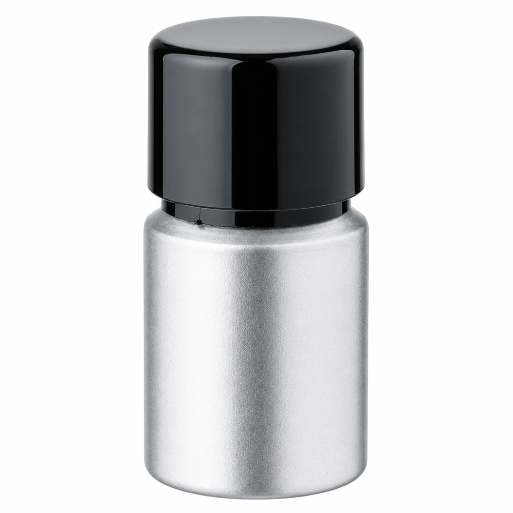 10ml flaska i färgat aluminium med skruvkork 10 ml aluminiumflaska med svart skruvkork - kompakt aluminiumflaska för kosmetika och läkemedel