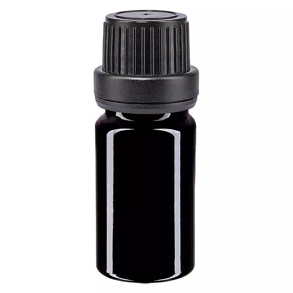 Apoteksflaska violett 5ml dropplock hällring 2mm svart tamper evident stängning Apoteksflaska violett 5ml dropplock hällring 2mm svart tamper evident stängning