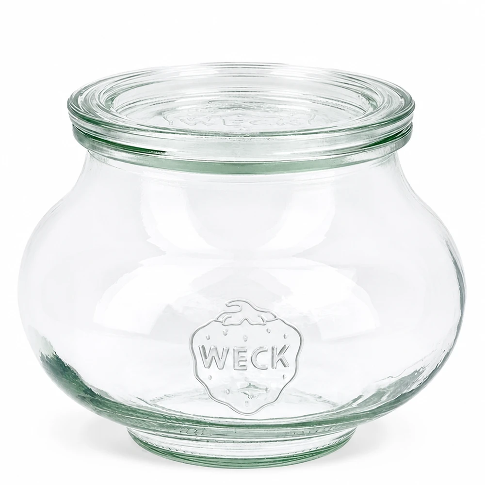 560 ml dekorativ burk med glaslock, WECK RR80 WECK smyckesburk 560ml med glaslock RR80 Konserveringsburk transparent rund