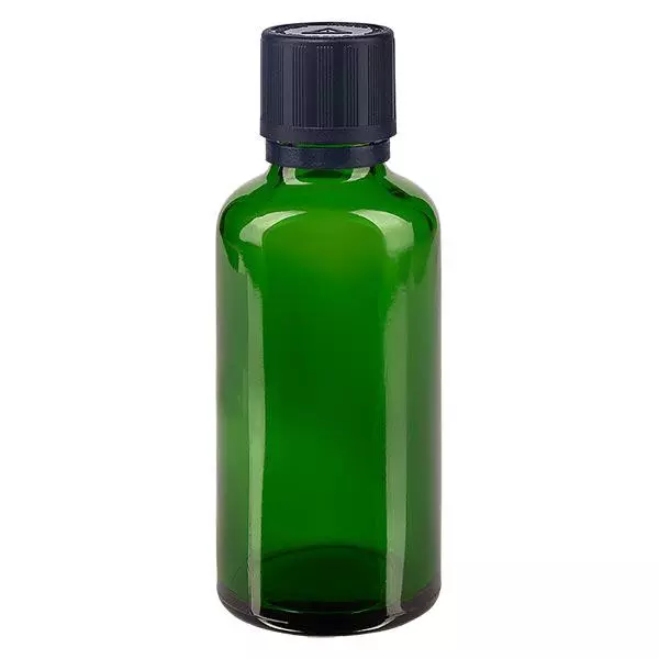 Apoteksflaska grön 50ml droppflaska hällring 1mm svart barnsäkerhetslås blind varningssymbol manipuleringssäker förslutning Apoteksflaska grön 50ml droppflaska hällring 1mm svart barnsäkerhetslås blind varningssymbol manipuleringssäker förslutning