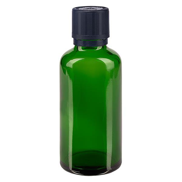 Apoteksflaska grön 50ml droppflaska hällring 1mm svart barnsäkerhetslås blind varningssymbol manipuleringssäker förslutning Apoteksflaska grön 50ml droppflaska hällring 1mm svart barnsäkerhetslås blind varningssymbol manipuleringssäker förslutning
