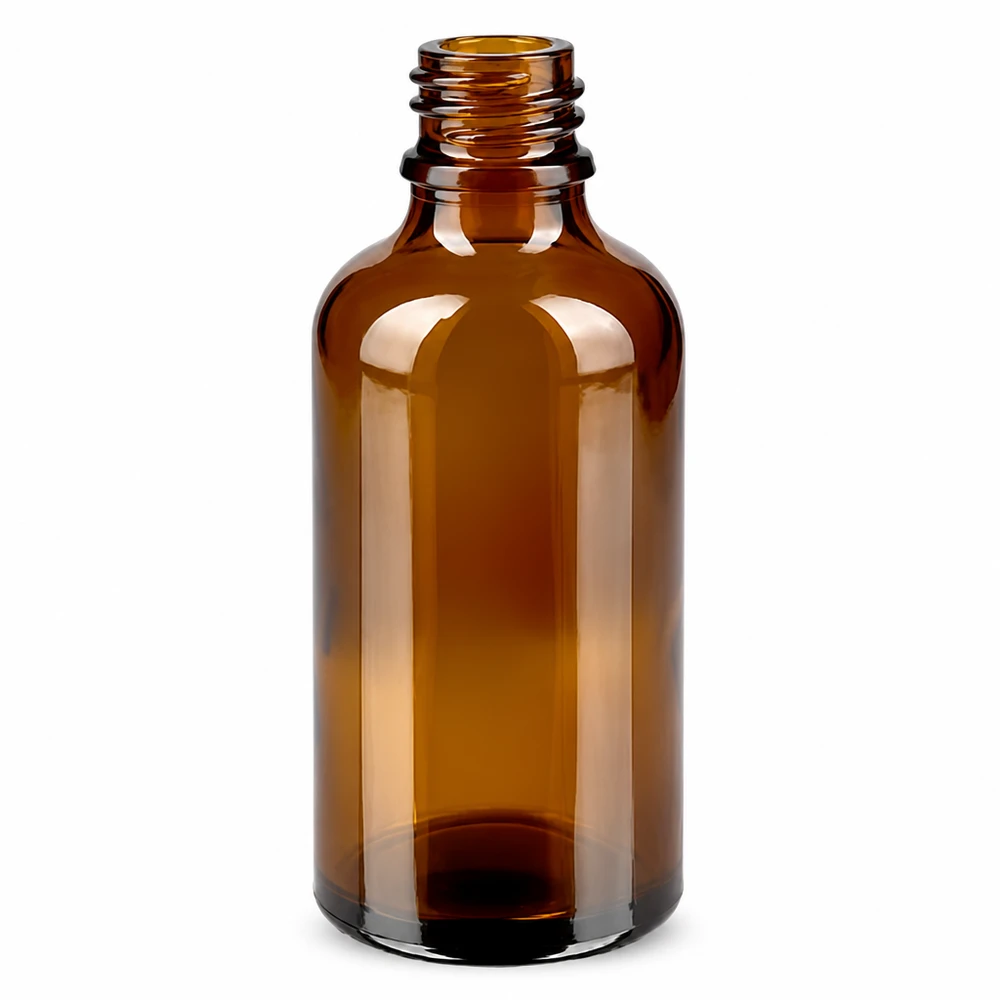 50 ml Droppflaska 0,7 mm vit med säkerhetsförslutning BrownLine UT18/50 Brun glasflaska 50ml med dropplock för eteriska oljor och kosmetika BrownLine UT18