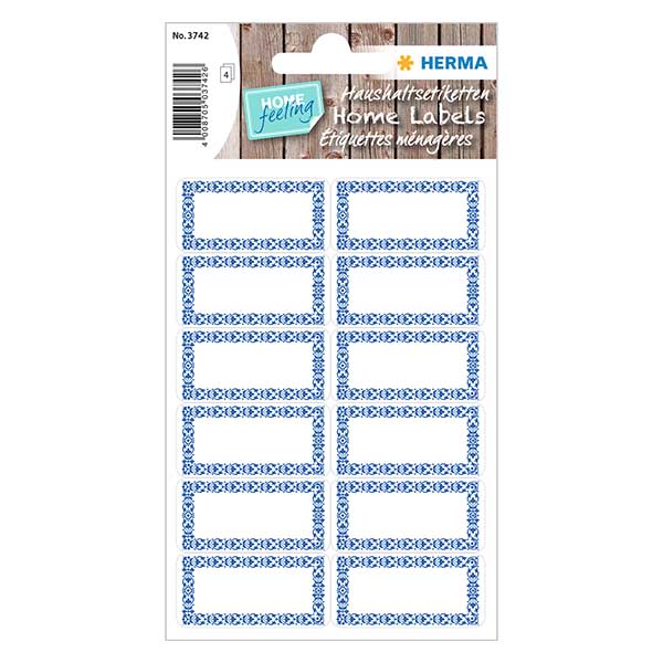 Köksetiketter blå/vit (48 klistermärken)