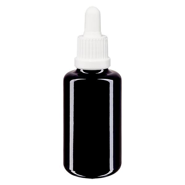 Apoteksflaska violett 30ml pipett vit med manipuleringssäkert lock