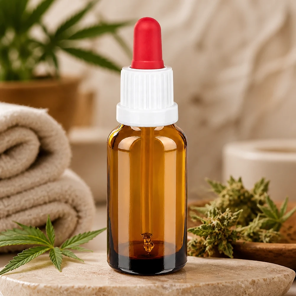 20 ml pipettflaska vit/röd med säkerhetsförslutning BrownLine UT18/20 Medicinsk 20 ml pipettflaska med UV-skydd genom bärnstensfärgat glas för farmaceutiska tillämpningar