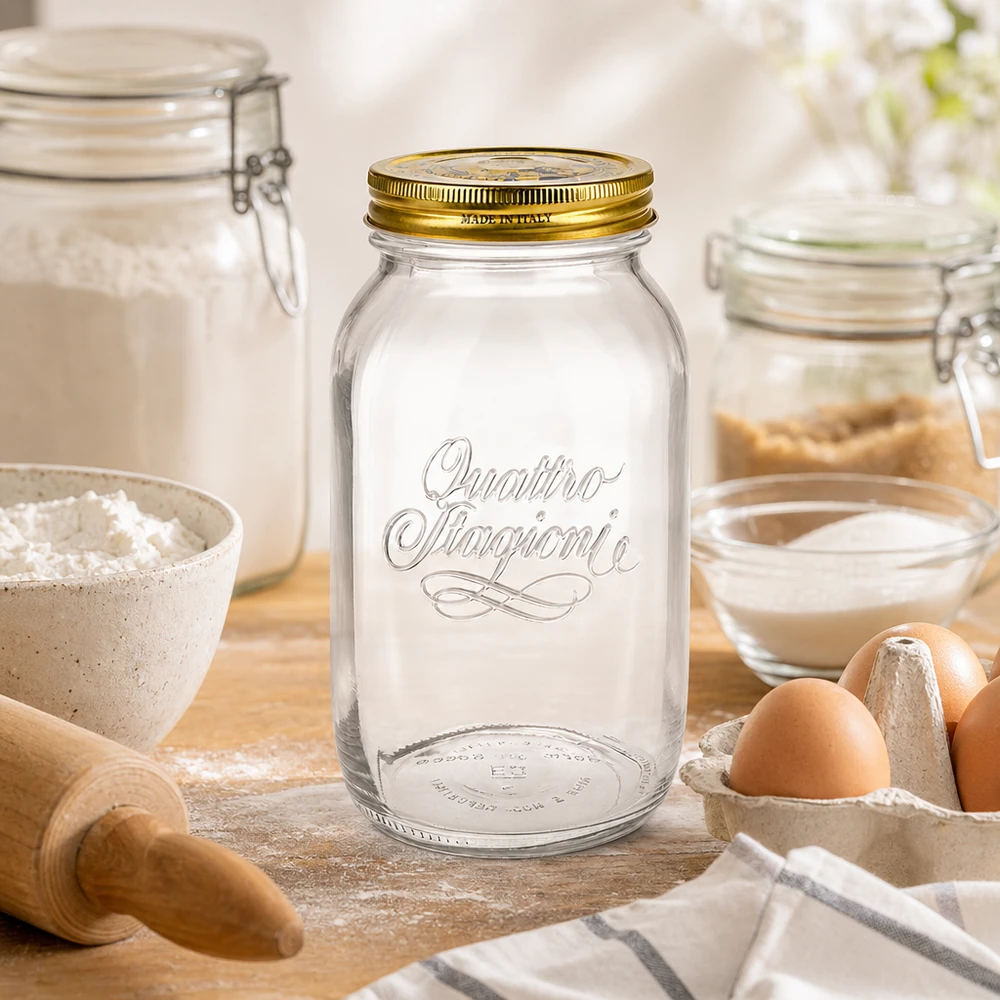 Quattro Stagioni 1500ml konserveringsburk i bageri med mjöl ägg kavel Italiensk konserveringsburk köksredskap