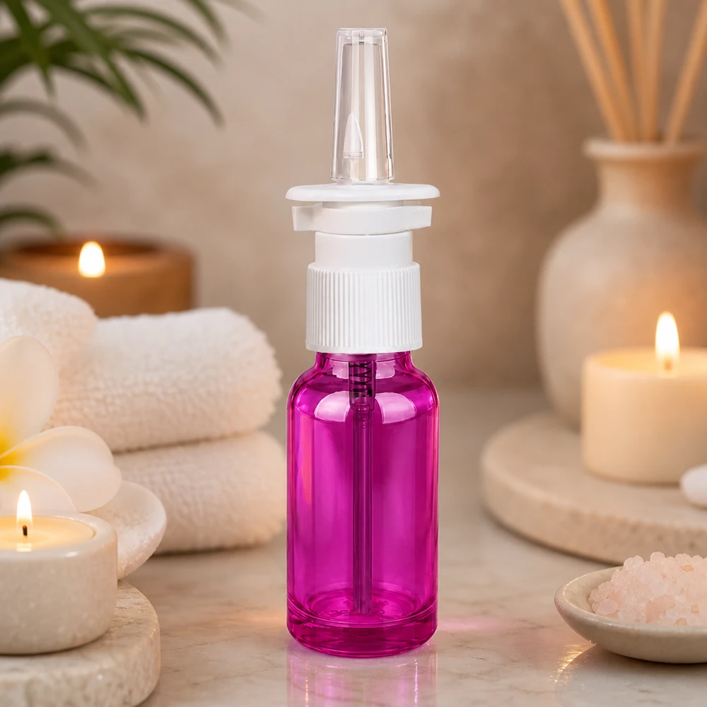 Kompakt 20 ml nässprayflaska med STD-gänga i lila för medicinska applikationer