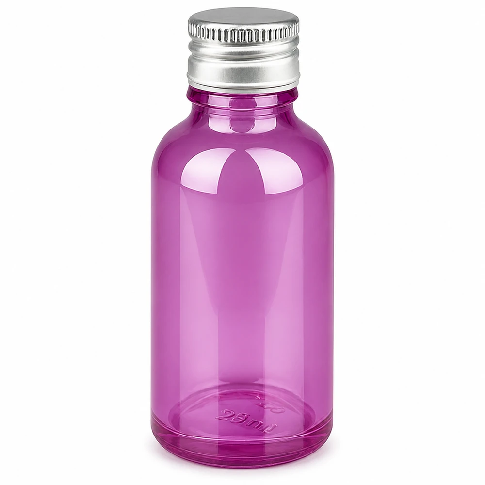 30ml glasflaska i ljuslila med silver aluminiumlock 11mm