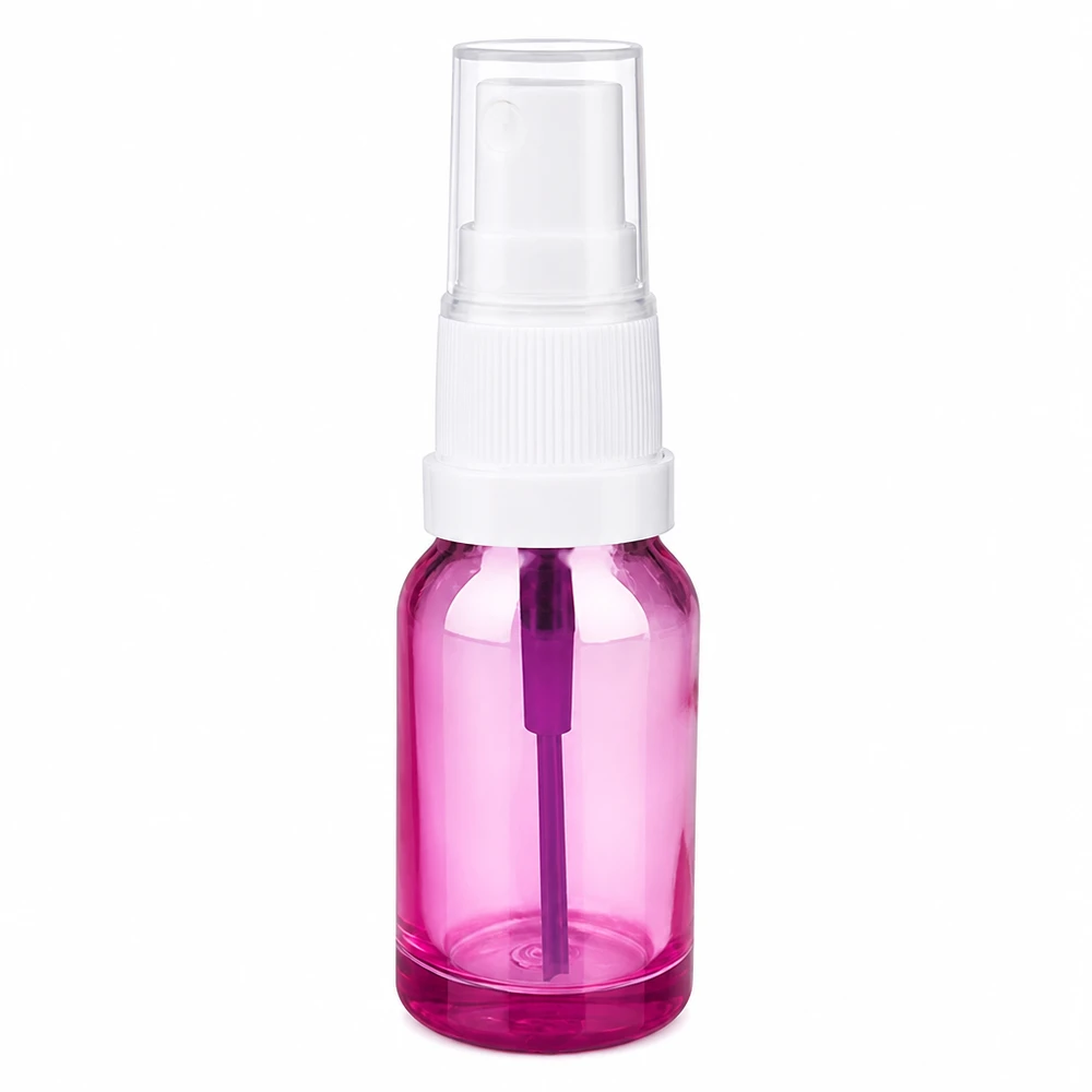 10ml sprayflaska vit/transparent Standard PurpleLine UT18/10 10 ml sprayflaska i transparent lila med vitt pumplock för kosmetika och parfym