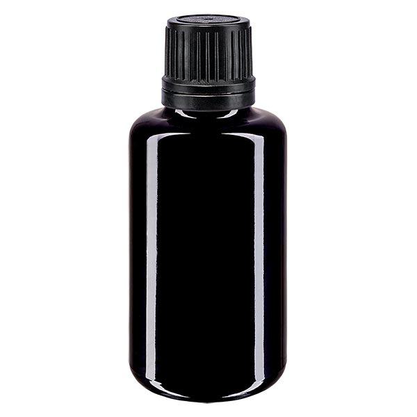 Apoteksflaska violett 30ml dropplock hällring 1mm svart manipuleringsfri förslutning Apoteksflaska violett 30ml dropplock hällring 1mm svart manipuleringsfri förslutning