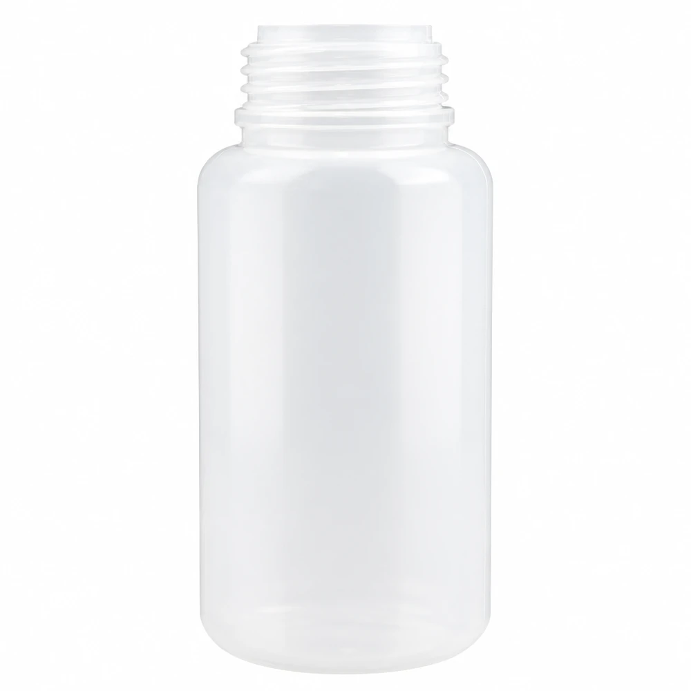 1000ml laboratorieflaska med bred hals utan lock 1000 ml laboratorieflaska med vid hals av genomskinlig plast utan lock, avsedd för laboratorie- och forskningsbruk