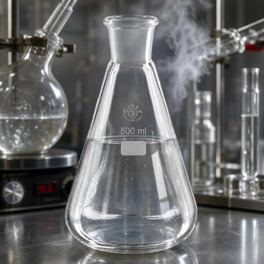 Erlenmeyerkolv 500ml med standardslipad fog (29/32) Transparent 500 ml Erlenmeyerkolv med standardiserad slipad fog 29/32 för kemiska experiment