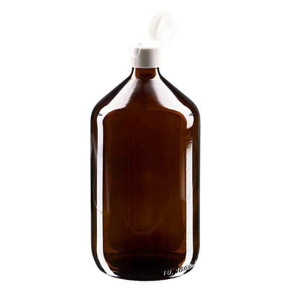 1000 ml medicinflaska brun, med flip-top-lock ApoGlas 1000 ml medicinflaska brun, med flip-top-lock ApoGlas