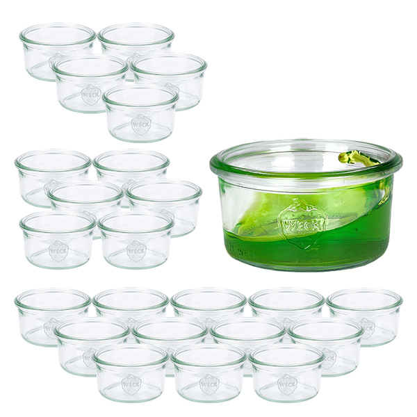 Set med 24 Weck-glas, 165 ml.