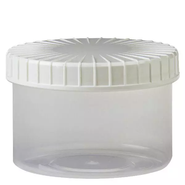 Transparent skruvburk 250 ml med räfflad försegling Transparent skruvburk 250 ml med räfflad försegling