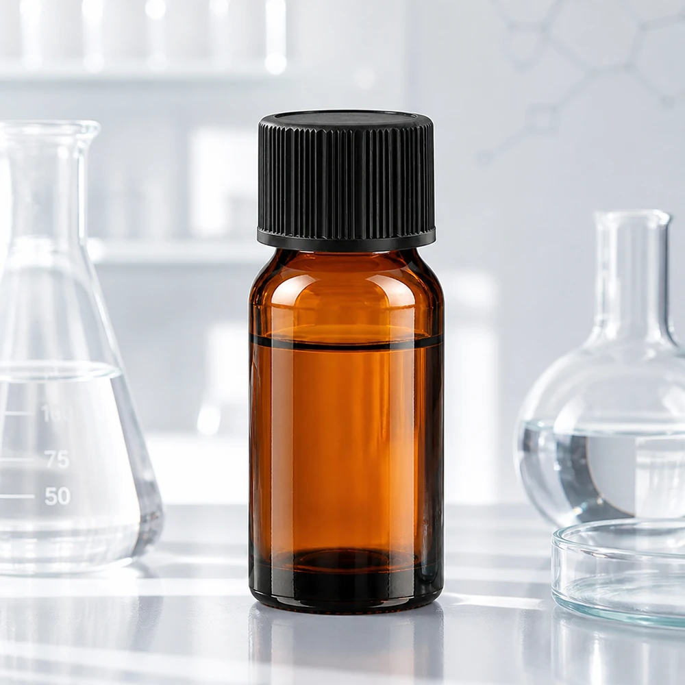 BrownLine droppflaska 10 ml av UV-skyddande glas med svart dropplock för laboratorier och kosmetika