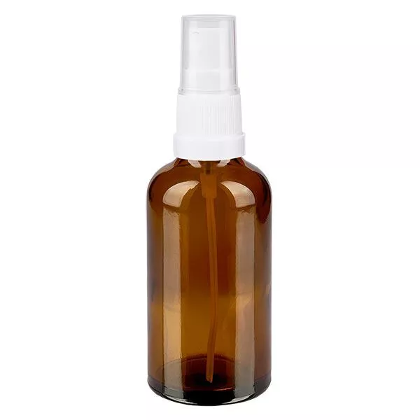 Apoteksflaska brun 50ml spray topp vit Apoteksflaska brun 50ml spray topp vit