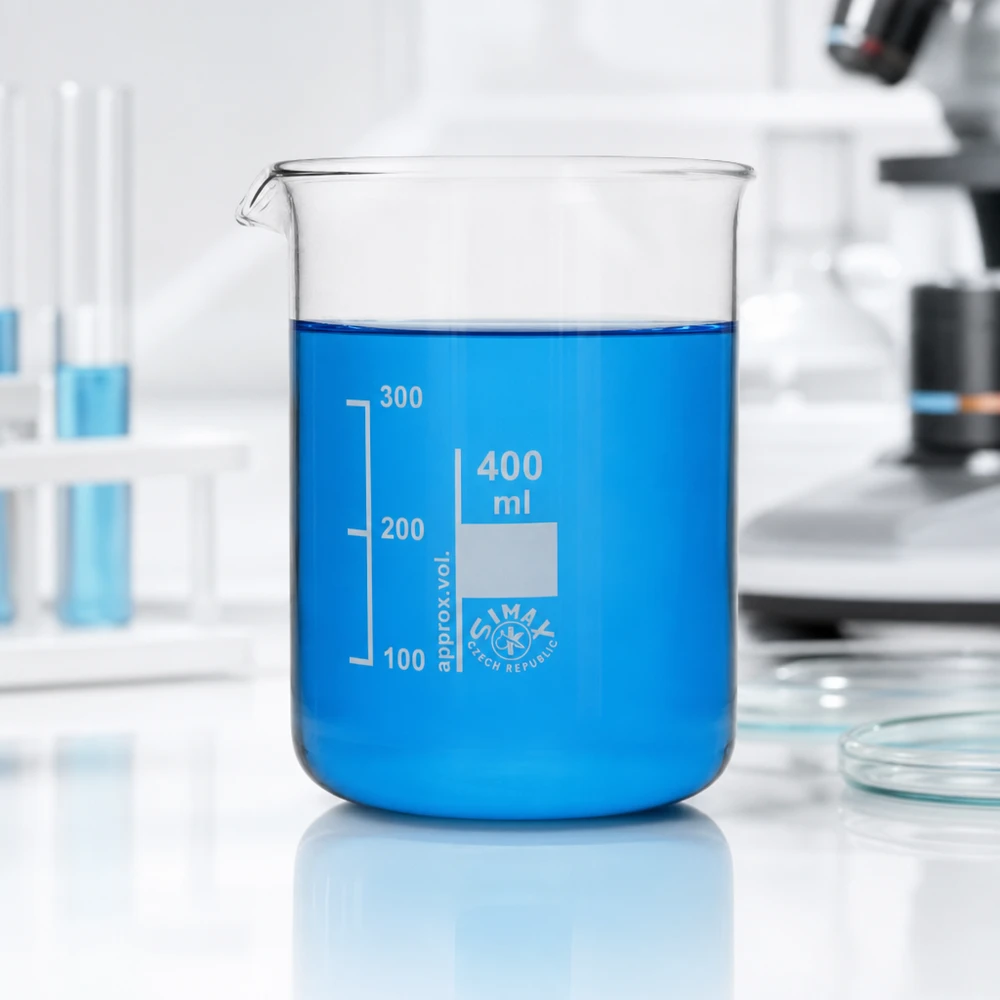 Robust bägare i borosilikatglas 400 ml med tydlig gradering för kemiska experiment