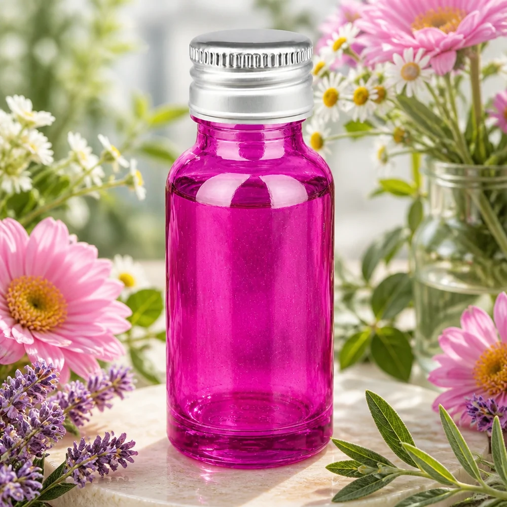 20ml flaska 11mm skruvkork aluminium-silver standard PurpleLine.UT18/20 Högkvalitativ 20 ml violett glasflaska med skruvlock i aluminium för UV-skydd och aromaterapi