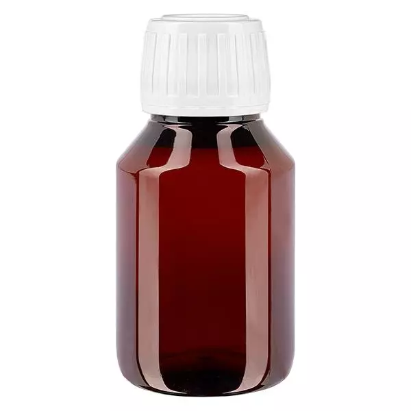 PET-flaska 50 ml med vitt standardlock för säkerhetsgodkännande PET-flaska 50 ml med vitt standardlock för säkerhetsgodkännande