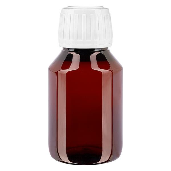 PET-flaska 50 ml med vitt standardlock för säkerhetsgodkännande PET-flaska 50 ml med vitt standardlock för säkerhetsgodkännande