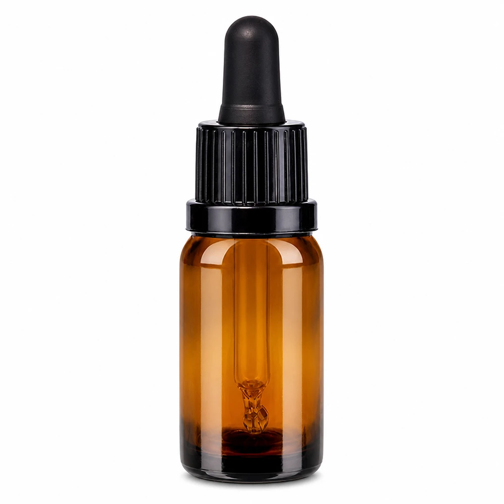 10 ml pipettflaska brun med svart dropplock för eteriska oljor och serum