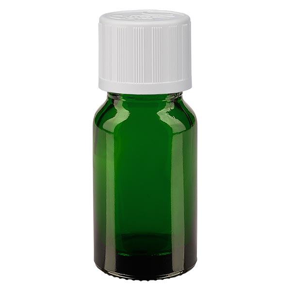 Apoteksflaska grön 10ml dropplock vit barnsäker standard Apoteksflaska grön 10ml dropplock vit barnsäker standard