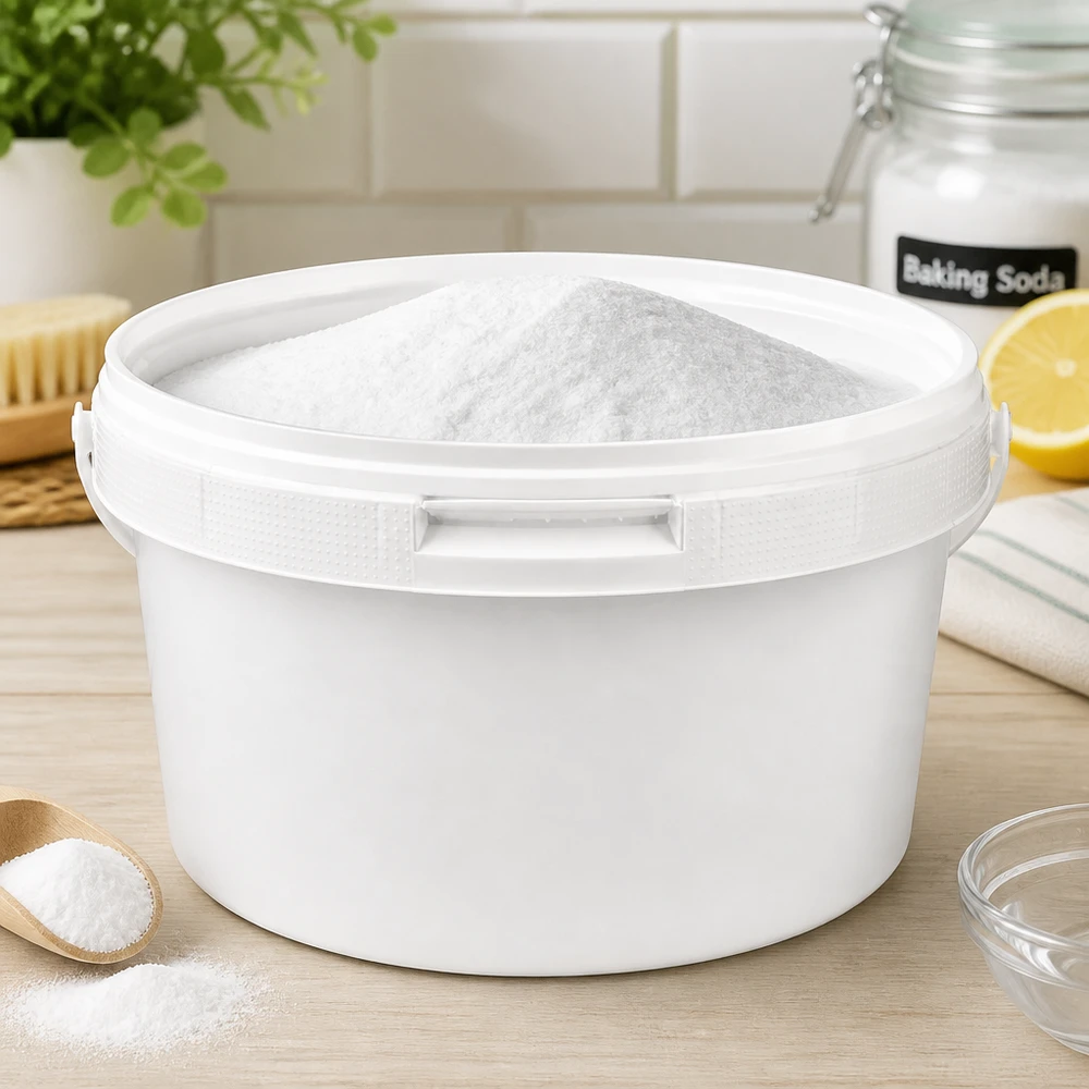 Rund hink, 3,5 liter, vit, med snäpplock av PP-plast för bakningsingredienser