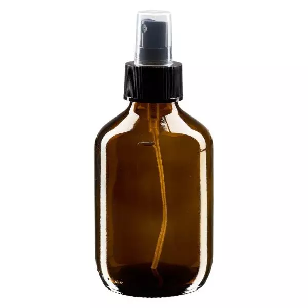 200ml medicinflaska brun, pumpförstärkare svart ApoGlas 200ml medicinflaska brun, pumpförstärkare svart ApoGlas