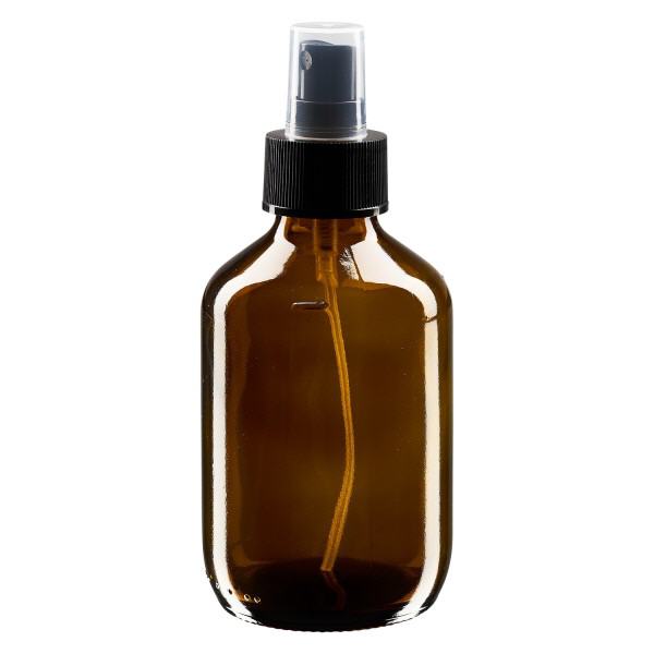 200ml medicinflaska brun, pumpförstärkare svart ApoGlas