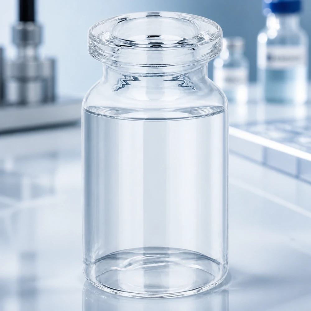 Injektionsflaska klarglas 5ml Kompakte Injektionsflasche Klarglas 5ml in modernem Laborumfeld für flüssige Arzneimittelformulierungen